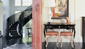 stair case and pink stools