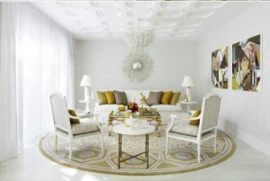 white round rug white room dreamy gold accents